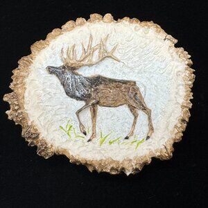Vintage Elk  Carved Belt Buckle